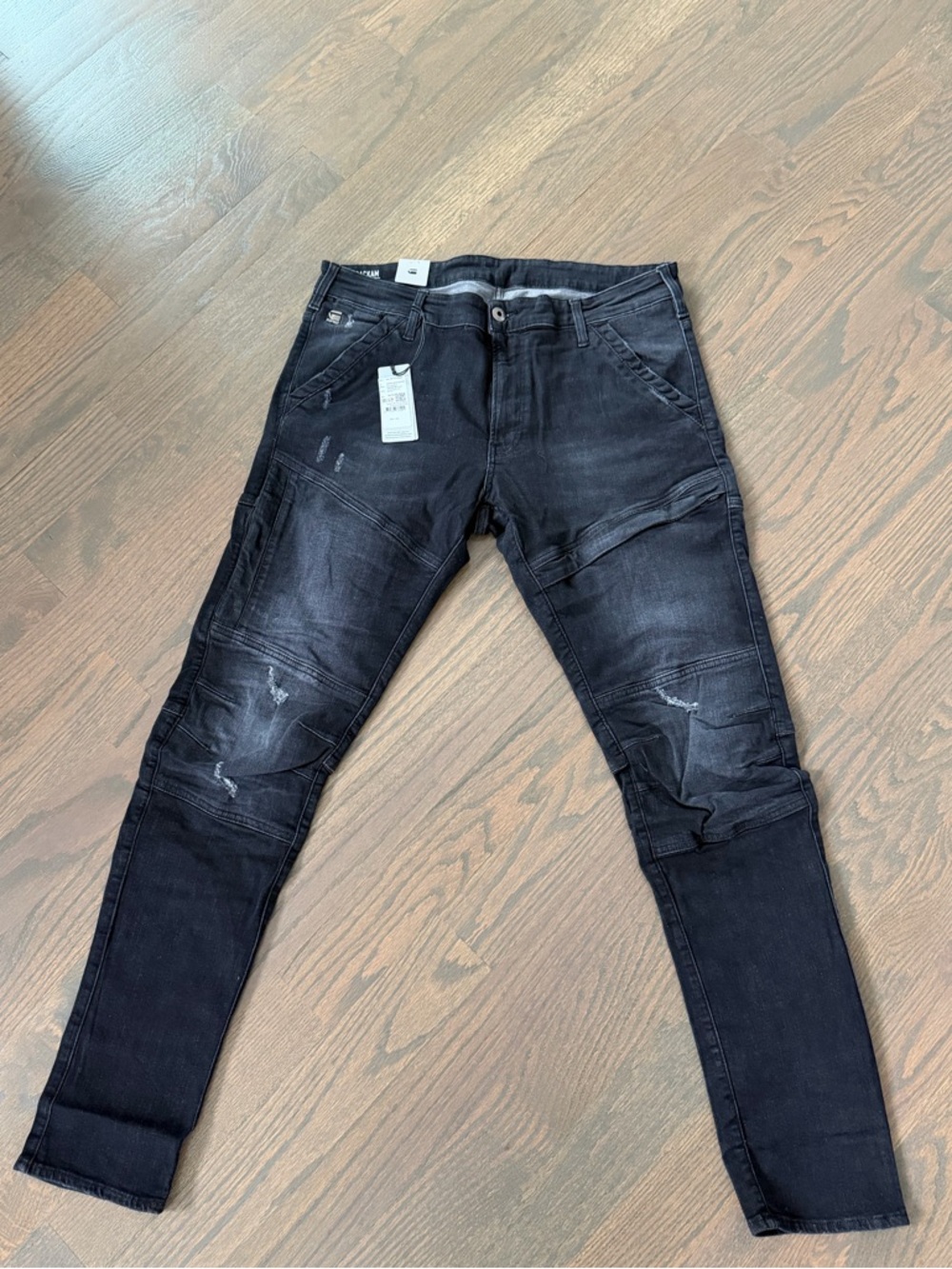 G-Star Men's Black Washed Slim Moto Jeans